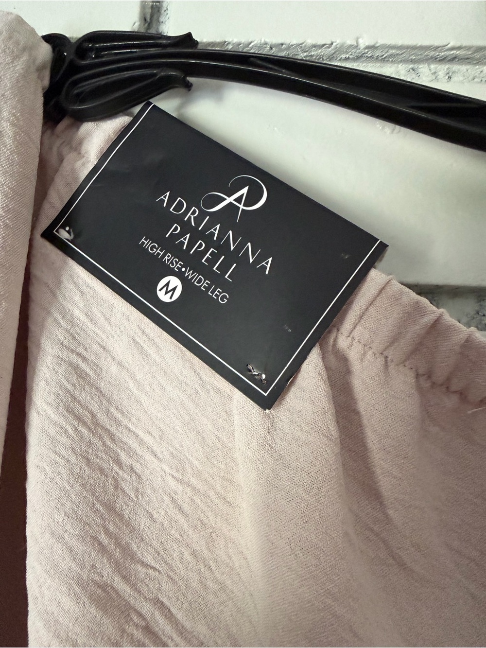 Adrianna Papell Blush Wide-Leg Pants with Lace Hem - Picture 3 of 4